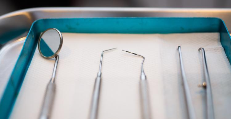 Dental equipment on a tray