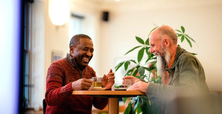 Men laughing