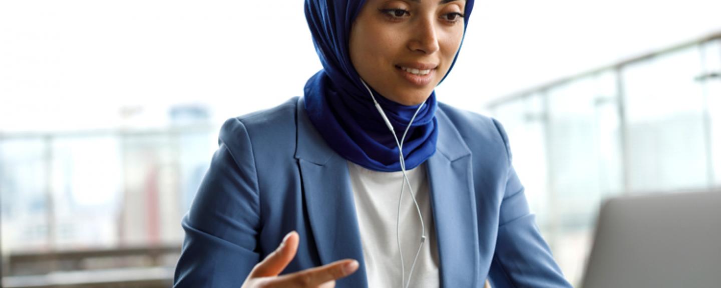 Asian Muslim Woman Online Meeting