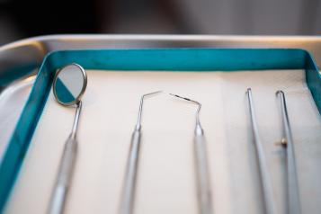 Dental equipment on a tray
