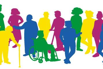 Silhouettes of people in different colours