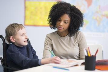 Woman with learning disabled child