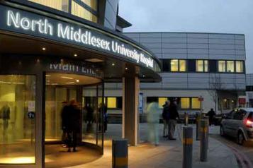 Photo of the main entrance to North Middlesex Hospital