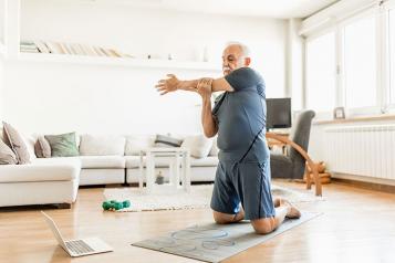 Online exercise at home Older man