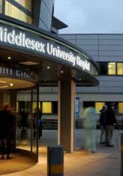 Photo of the main entrance to North Middlesex Hospital